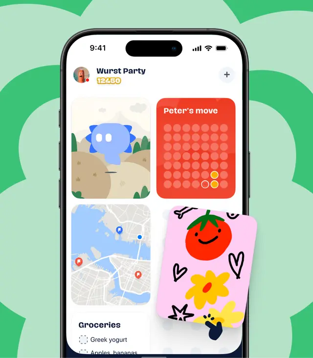 Abode app interface showing customizable boards and magnets